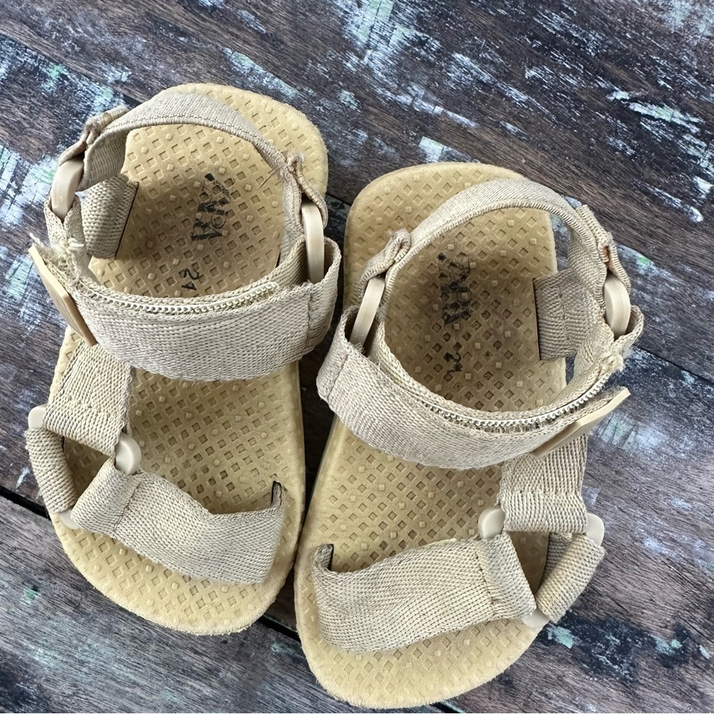 Zara Toddler Velcro Strappy Sandals Yellow Teva Style Size 21 = 5.5 T - Picture 7 of 7